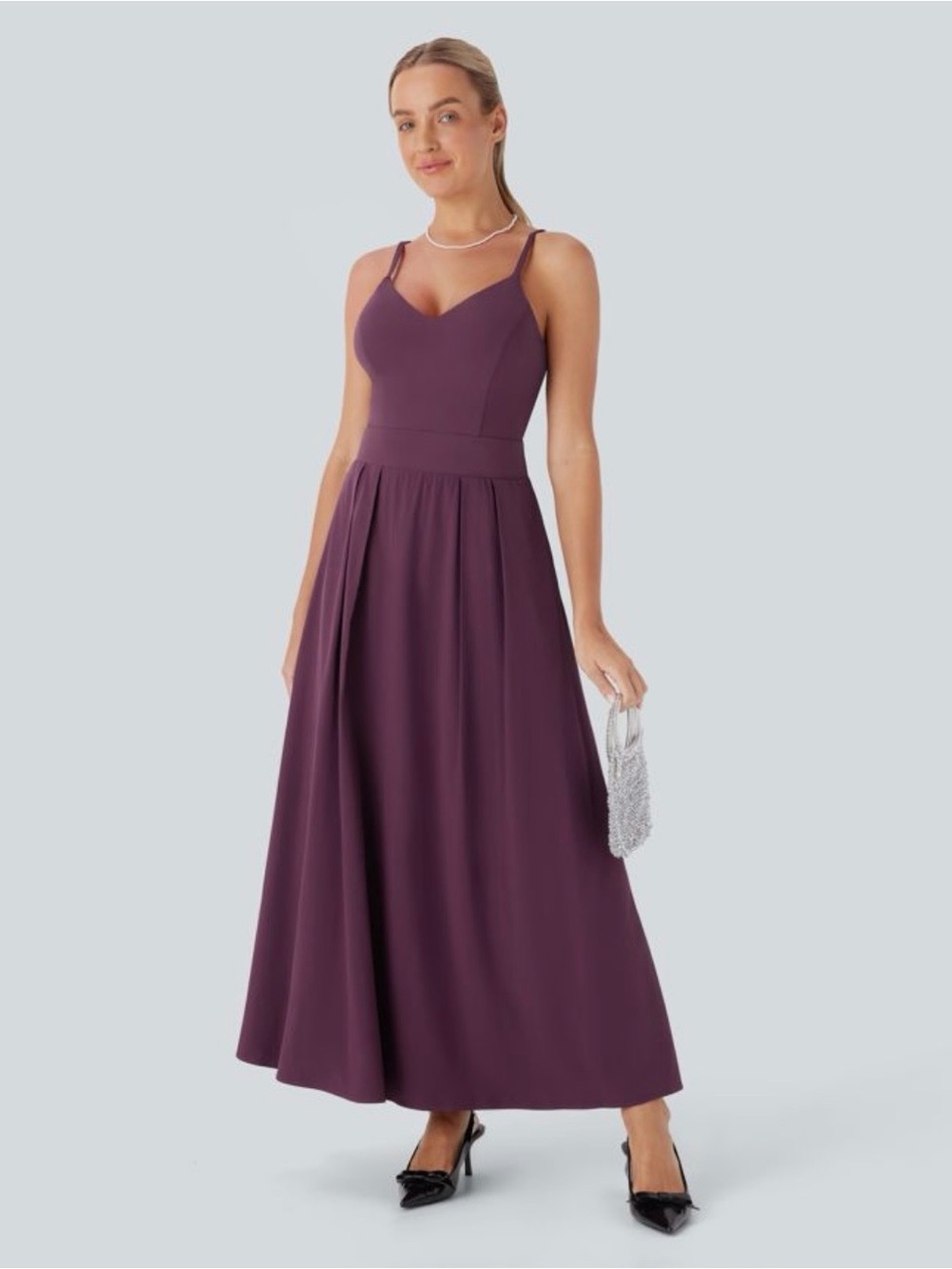 HALARA Plum Breezeful™ Backless Flowy Maxi Dress